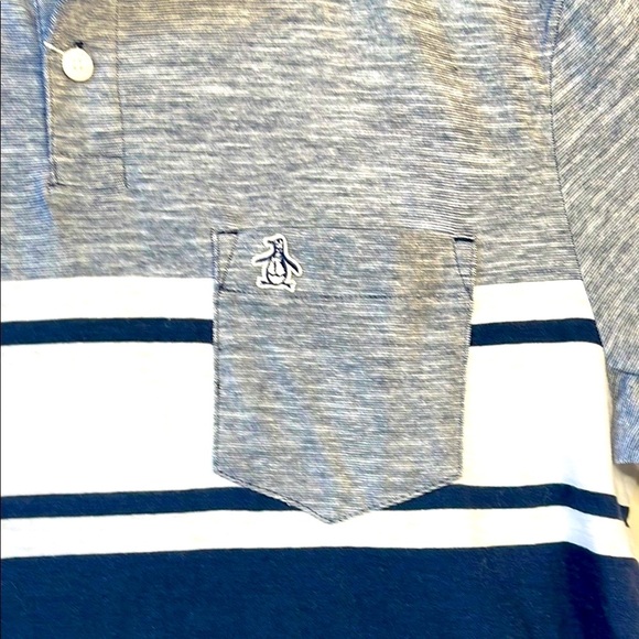 Original Penguin Gray and Blue Polo Shirt Sporty Casual Design - Picture 5 of 5